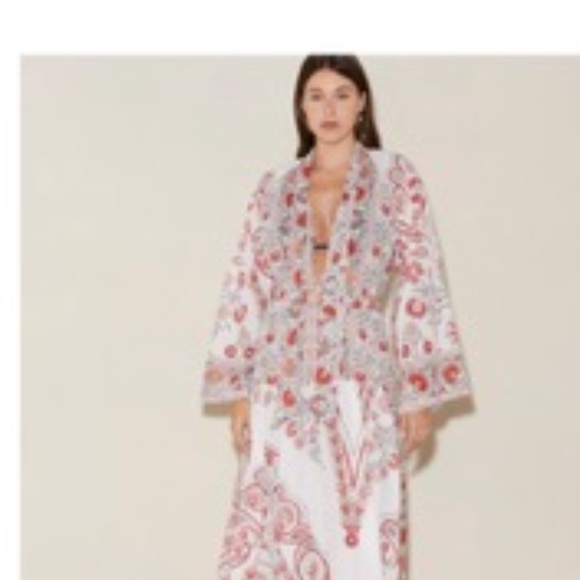 BOTEH Dahlia Wide Sleeve Maxi Dress Red/White Floral Small NWT - Picture 2 of 5